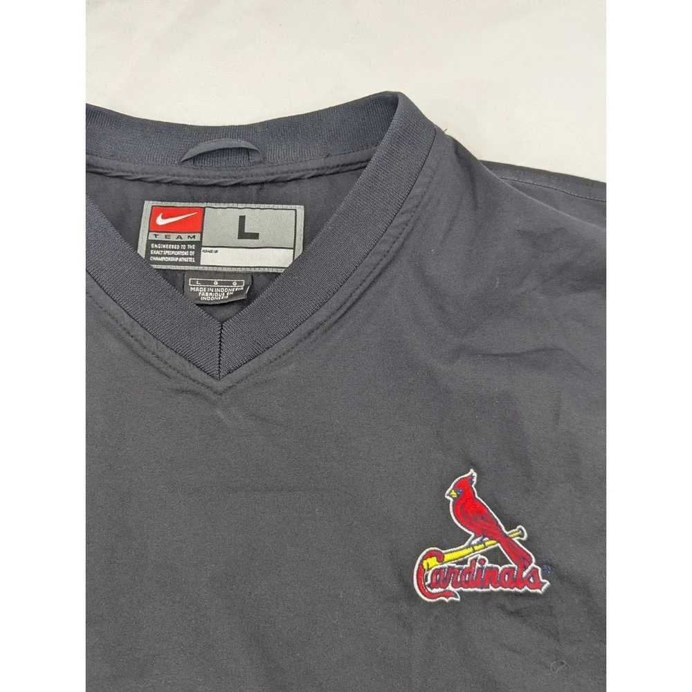 TEAM NIKE St Louis Cardinals Windbreaker Jacket Large Black Vintage MLB Pullover